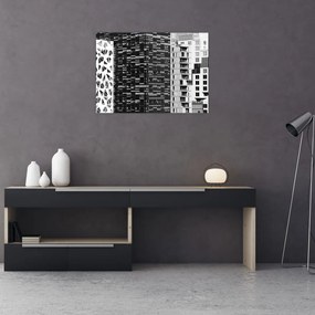 Tablou pe sticlă cu arhitectura alb neagră (70x50 cm)