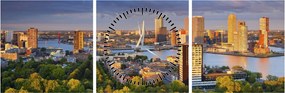Tablou - Panorama Rotterdamului, Țările de Jos (cu ceas) (90x30 cm)