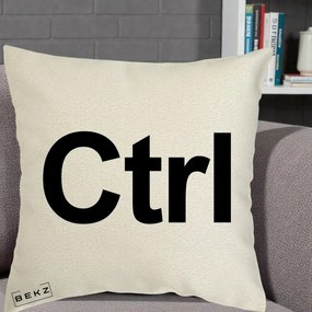 Perna Personalizata Tasta Ctrl Tipografie Bold, 40x40 cm, Ecru, Husa Detasabila, Perna Inclusa, BEKZ®