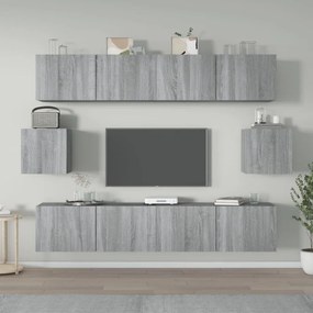 3114364 vidaXL Set dulapuri TV, 6 piese, gri sonoma, lemn prelucrat