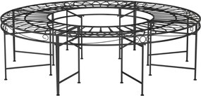 vidaXL Bancă circulară de copac, negru, Ø160 cm, oțel