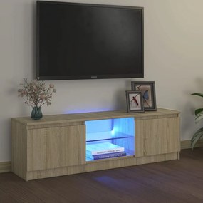 804286 vidaXL Comodă TV cu lumini LED, stejar sonoma, 120x30x35,5 cm