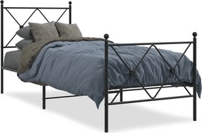 vidaXL Cadru pat metalic cu tăblii de cap/picioare, negru, 80x200 cm