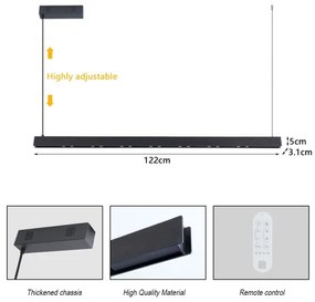 Immax NEO 07306L-LED lustru LED dimabil suspendat pe cablu MADEIRA, 26W/230V, Wi‑Fi Tuya, 122 cm, negru