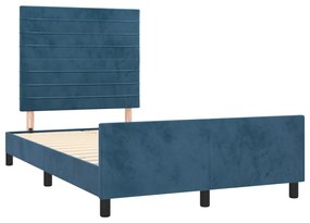 3270588 vidaXL Cadru de pat cu tăblie, albastru închis, 120x190 cm, catifea