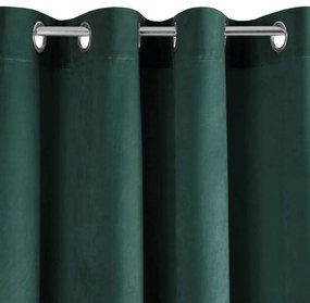 Draperie opaca verde inchis pentru sufragerie cu cercuri 140 x 250 cm