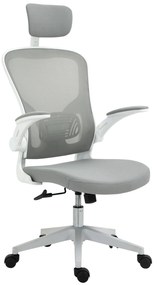 Scaun de birou ergonomic Vinsetto cu funcție de balans spătar înalt suport lombar suport pentru cap brațe pliabile acasă-birou Gri 65 x 64 x 114-122 cm | Aosom Romania