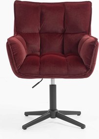 HR560CROSS Scaun Catifea Bordo Merlot cu Bază Neagră
