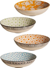 Set 4 farfurii adânci din ceramică, model asortat, Rhapsody, Ø19 cm