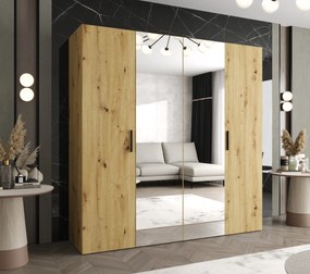 Dulap de haine 200 cm Borry 2 (Stejar artisan + Negru). 1125822
