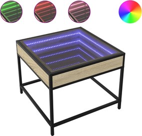 vidaXL Măsuță de cafea cu LED infinity, stejar sonoma, 50x50x41 cm