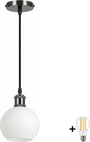 BRILAGI - lustra LED suspendată pe cablu RETRO GLASS 1xE27/60W/230V Ø 15 cm negru/alb