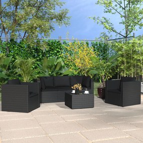 45826 vidaXL Set mobilier de grădină cu perne, 4 piese, negru, poliratan
