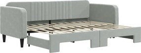 vidaXL Pat de zi cu extensie, gri deschis, 80x200 cm, catifea