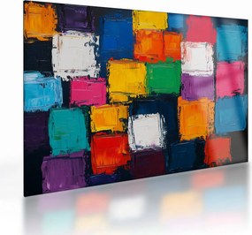 Tablou pe sticlă - Pictură cu pătrate colorate (70x50 cm)