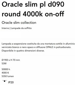 Lustra LED design geometric Oracle slim pl d090 round 4000k on-off negru
