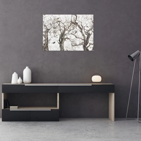 Tablou pe sticlă - Model de pădure, desen (70x50 cm)