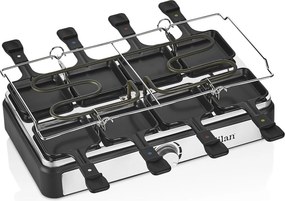 Gratar electric cu raclette Zilan ZLN8863, placa de piatra si placa de aluminiu, putere 1400 W, Gri