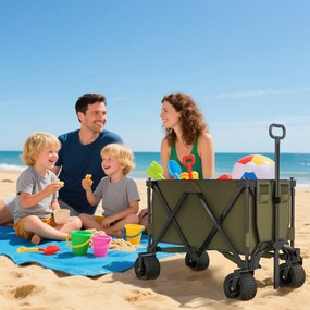 Cărucior Outsunny, pliabil, 7 buzunare laterale, mâner reglabil, capacitate de până la 120 kg, oțel, verde, 100 x 48 x 100,5 cm | Aosom Romania