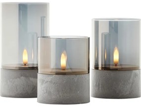 Brilliant - Set de 3 lumânări LED BOUGIE LED/2xAA IP44 gri/fumuriu