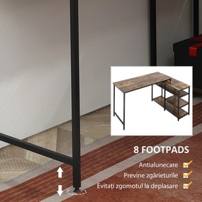 HOMCOM Birou Unghiular Industrial 3 Niveluri, Maro | Aosom Romania