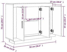 Servanta, stejar maro, 92x35x75 cm, lemn compozit 1, Stejar brun