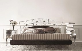 Pat lemn masiv Keren – design elegant din fier forjat - 180x200