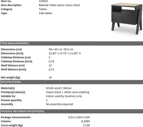 Noptiera design modern LUX Latour, negru 114912 HZ