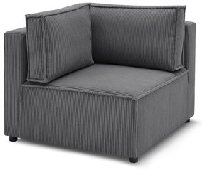 Modul pentru canapea gri închis cu tapițerie din catifea reiată (cu colț variabil) Nihad modular – Bobochic Paris