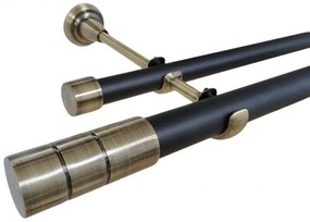 Galerie dubla fara inele CYLINDRU - 25/19 - negru/aur antic (Alege marime: 140 cm)