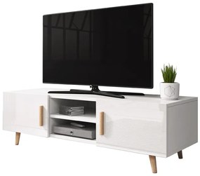 Masă TV/Dulap Santos 2 (alb lucios + alb mat). 780491