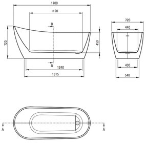 Cada baie freestanding Deante Arnika, 170 x 72 cm, alb lucios 1700x720 mm