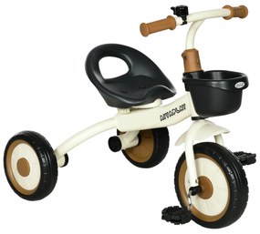 Tricicleta pentru Copii de 2-5 ani, Tricicleta pentru Copii cu Scaun Reglabil, Cos, Clopotel, Alb 70,5x50x58cm AIYAPLAY | Aosom RO