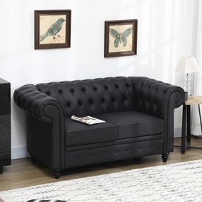 HOMCOM Canapea 2 Locuri Confortabilă, Piele Sintetică, 160x84x80 cm | Aosom Romania