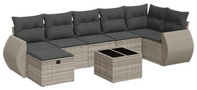 3325618 vidaXL Set mobilier de grădină cu perne, 8 piese gri deschis poliratan