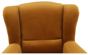 Fotoliu cu taburet, material muştar, ASTRID