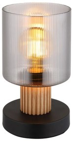 Lampa de masa lemn maro sticla fumurie ALEIDIS