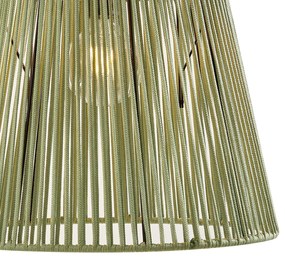 Lampa suspendată de exterior neagră cu abajur din frânghie verde IP44 - Cava Jayla