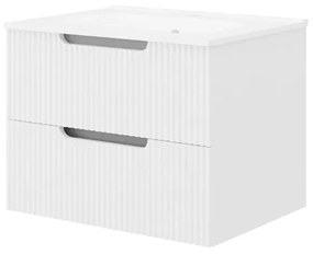 Set mobilier alb riflat cu lavoar inclus, Malta 60 cm 600 x 530 x 460 mm