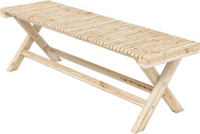 Outsunny Bancă de grădină din lemn masiv, banchetă cu șezut în șipcă, 140 x 40 x 43 cm, lemn natural | Aosom Romania