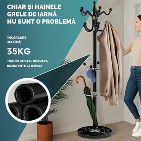 Cuier de podea TENZY cu bază din marmură, 37x173cm, negru Casaria