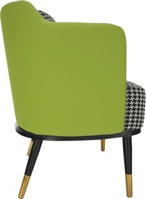 Fotoliu design, model alb-negru/ piele ecologică verde, EMREN