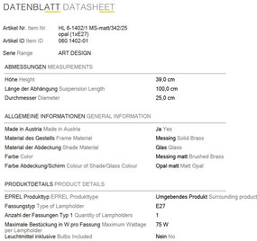 Lustra, Pendul realizat manual ARTDESIGN 25cm, alama mat/ alb opac
