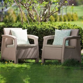 Set fotolii Corfu duo, culoare cappuccino, cu pernă nisip