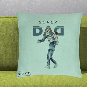 Cadou pentru Tata - Perna Personalizata Super DAD Tata si Fiica, 40x40 cm, Verde Menta, Husa Detasabila, Perna Inclusa, BEKZ®