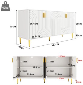 Comodă elegantă cu design unic cu valuri, Alb | Aosom Romania