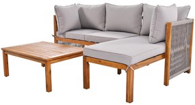 Set de scaune lounge de grădină din 3 piese, picioare ajustabile, 2 canapele de două locuri și 1 masă, Gri