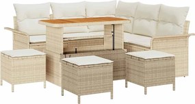 vidaXL Set de canapele pentru grădină cu pernă 9 pcs Bej și crem