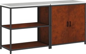 vidaXL Set de depozitare pentru bucătărie cu raft cu ușă 2 pcs Ruginit