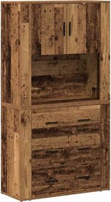 vidaXL Bufet cu sertar Lemn vechi 80 x 33 x 150 cm Lemn compozit